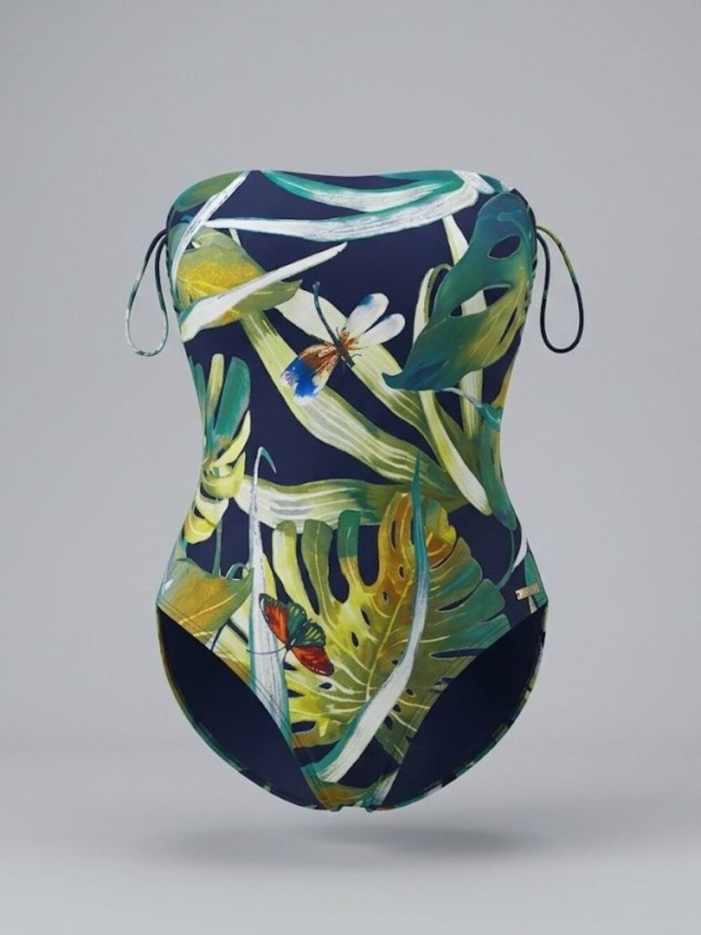 Vince Camuto One-Piece Strapless Tropical Print Swimsuit Sz 6 Resortwear - Picture 3 of 11